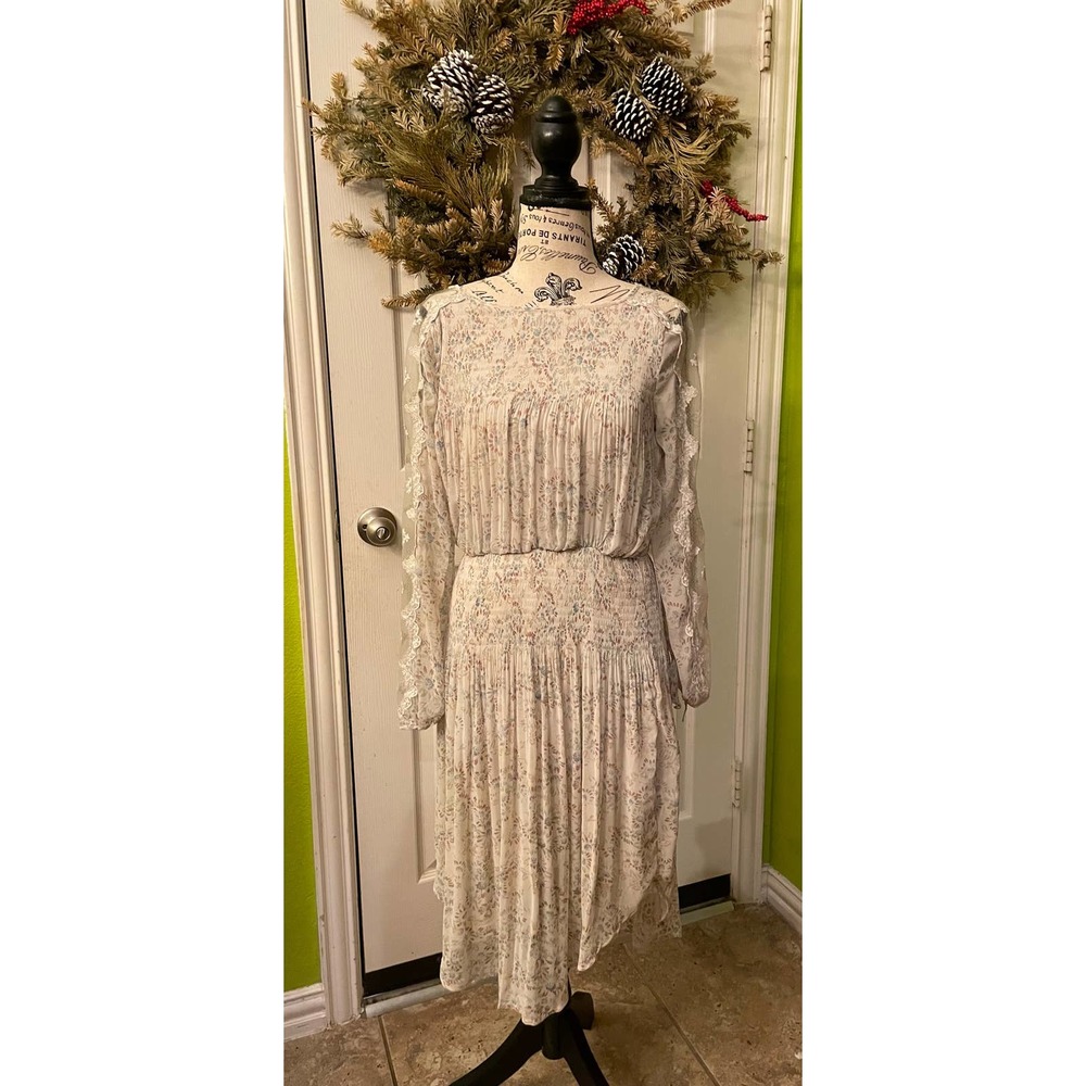 Free People's Ethereal Vintage Midi Dress in Beige , XS